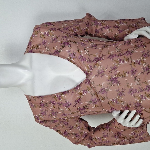 Natural Life Boho Floral Cottagecore Prairie Feminine Bell Sleeve Maxi Dress *M - Picture 3 of 13